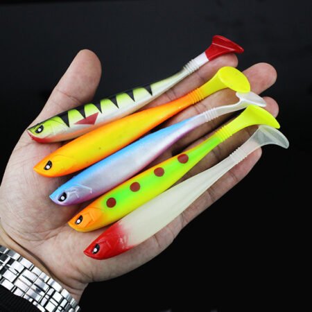 T-tailed Soft Fish 12cm 10g With Grooves On The Back Made Of PVC Material