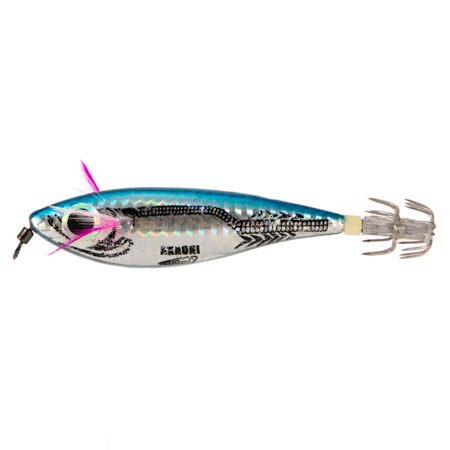 Blue Round Belly Wooden Shrimp Squid Hook ABS Plastic Bait With Lead Lure