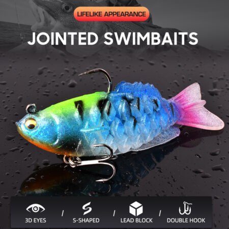 Soft Shad Bait Ultrasoft Multisection Silicone Jig Head Lure Dark Sleeper Swimbait For Bass Fishing