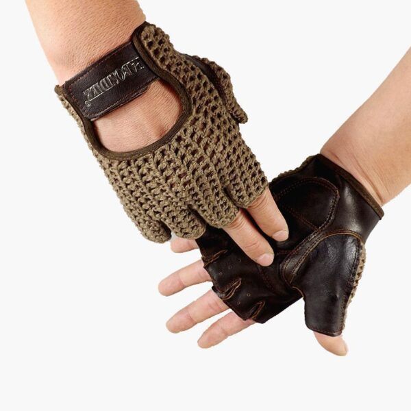 Wool mesh leather fitness gloves