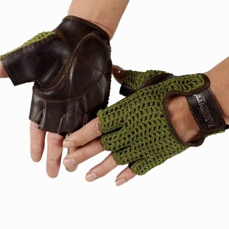 Wool mesh leather fitness gloves