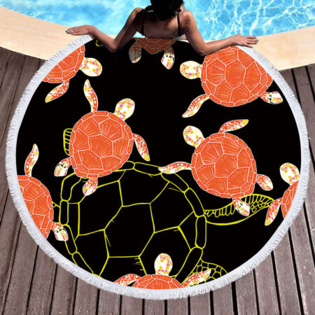 Turtle Series Round Microfiber Beach Towel Feel Soft Yoga Mat Beach Play Mat