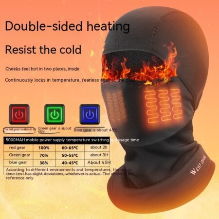 Cycling Heating Hood Winter Warm Face Mask Ski Fleece Hood Electric Heating Hood Cycling Fixture