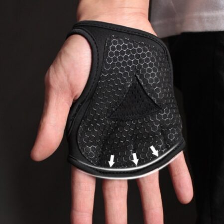 Black Breathable Weightlifting Sports Gym Half Finger Protector Gloves