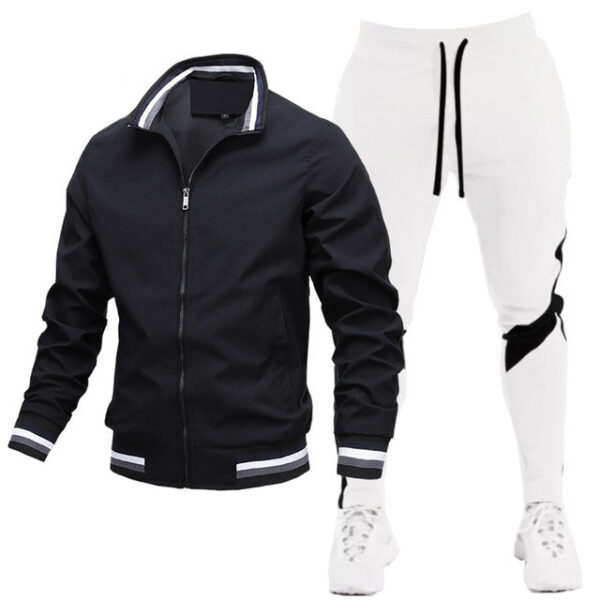 Street Running Sports Teen Jacket Stitching Printing Sweatpants Suit