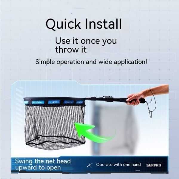 Collapsible Floating Dip Net With Connecting Rope For Fishing Rod Portable