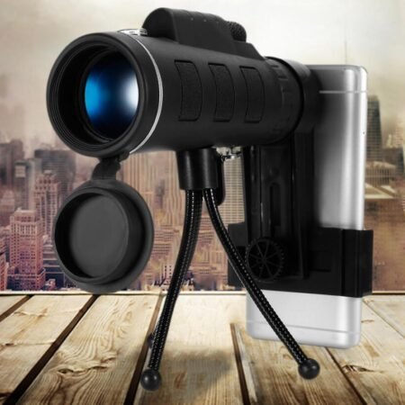 Compatible with Apple, 40X60 Monocular BAK4 Monocular Telescope HD Night Vision Prism Scope With Compass Phone Clip Tripod for Outdoor Activities