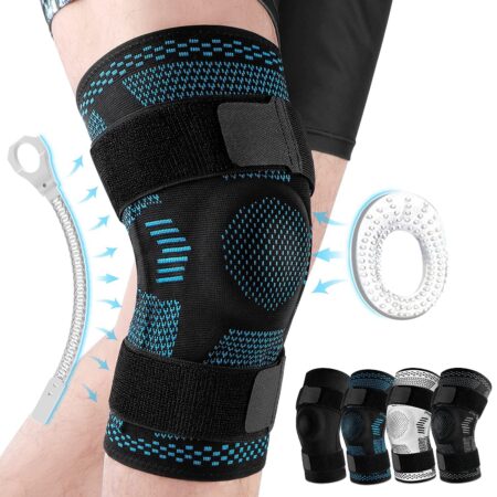 Knitted Breathable Silicone Strap Compression Sports Knee Leg Guards