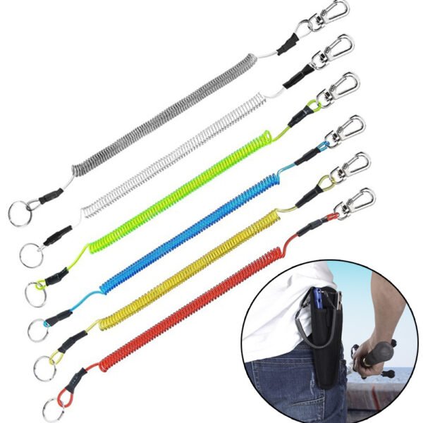 Max Stretch Plastic Spring Elastic Rope Anti-lost Phone Keychain Secure Lock Tackle Portable Fishing Lanyards