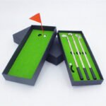 Desktop Mini Golf Putting Green Metal Club Ballpoint Pen Set