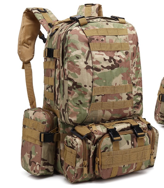 Men's Travel Backpack Oxford Cloth Outdoors Backpack Army Camouflage Tactics Double Shoulder Bag Mountaineering Large Combination Backpack