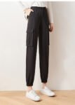 Cargo Pants Elastic High Waist Cropped Trousers Casual Pants