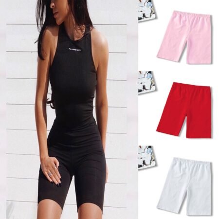 Slim Fit casual High Waist Fitness Shorts Slim Fit Knee Length Low Cycling Shorts Streetwear Sports Leggings Shorts