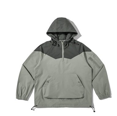 Color Matching Tooling Hooded Pullover Jacket For Men And Women