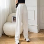 Women's Wide Leg Trousers High Waist Drape Love Drawstring Trousers