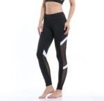 Fitness sports leggings two-section mesh high waist elastic breathable hip yoga clothes