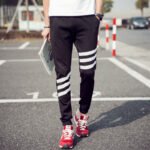 Fashion tide men's sports trousers Korean version of self-cultivation beam casual sports pants large size