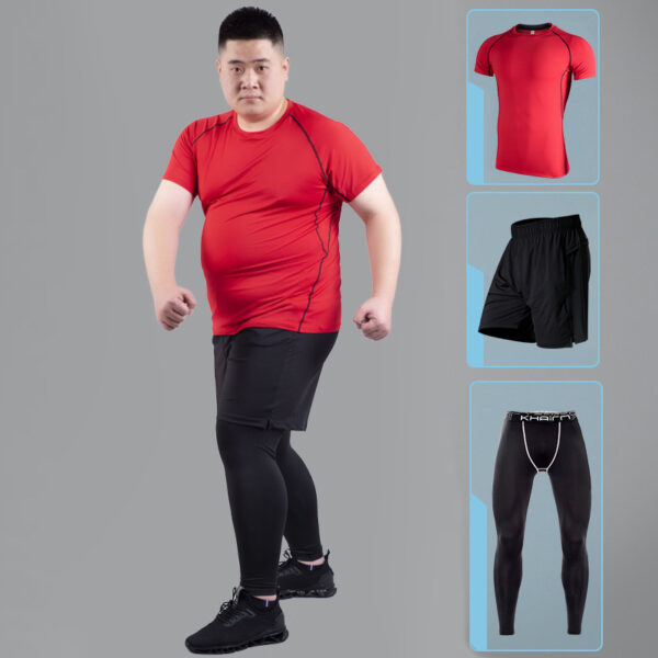 Male fat man high elastic quick-drying clothes plus size fitness suit