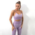 Women's Seamless Knitted Sling Sports Bra Yoga Suit