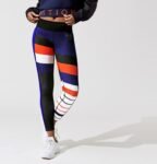 Cross-border for Europe and America red black and white blue striped nine pants women Foreign trade original single sports leggings JK1-022