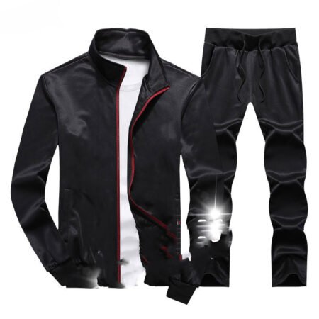 Two-piece Leisure Sports Suit Solid Color Plus Size Long-sleeved Trousers