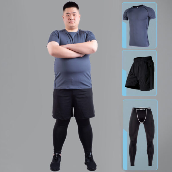 Male fat man high elastic quick-drying clothes plus size fitness suit