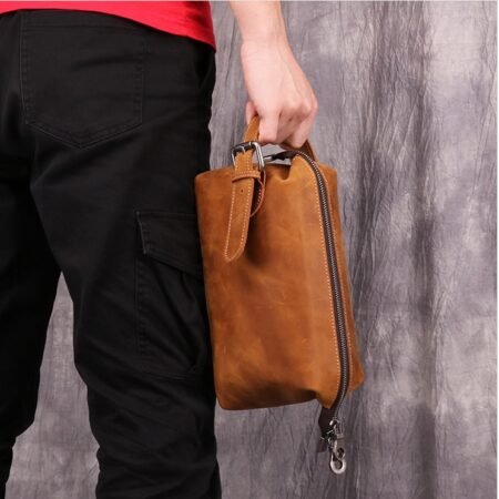 Fashionable Retro Leather Wash Multifunctional Storage Bag
