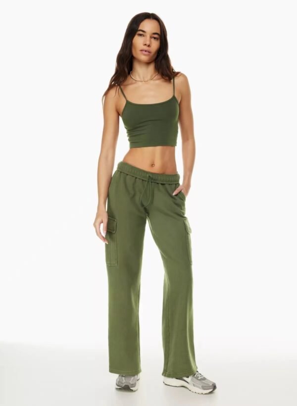 Elastic-waist High Waist Wide-leg Ankle-length Pants